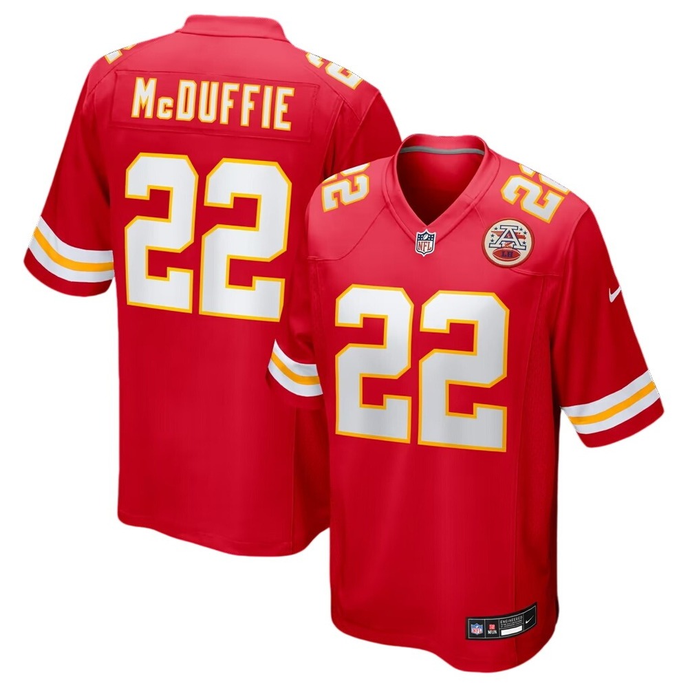 Nike Kansas City Chiefs NFL Game Jersey Mens 2XL Red #22 McDuffie Football NWT